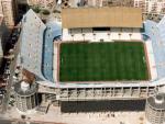 Una vista a&eacute;rea del estadio de Mestalla.
