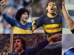 Maradona, Riquelme, Palermo, Batistuta y T&eacute;vez, jugadores hist&oacute;ricos de Boca Juniors.