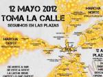 Mapa de la convocatoria de manifestaci&oacute;n del 12-M en Madrid.
