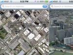 Imagen de los mapas de Google (izda) y la que podr&iacute;a tener la aplicaci&oacute;n de Apple.