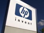Letrero con el logotipo de Hewlett-Packard.