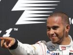 Hamilton, feliz en el podio.
