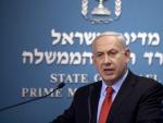 El primer ministro de Israel, Benjamin Netanyahu, ofrece una rueda de prensa en su oficina de Jerusal&eacute;n.