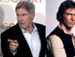 Harrison Ford en la actualidad y caracterizado de Han Solo.