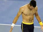 El tenista serbio, Novak Djokovic, celebra una victoria durante el Open de Australia 2013.