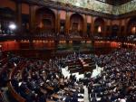 Vista general del Senado durante la celebraci&oacute;n de la primera sesi&oacute;n de la decimos&eacute;ptima legislatura italiana, en Roma, Italia.