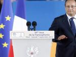 El presidente franc&eacute;s, Fran&ccedil;ois Hollande, en la ceremonia de apertura de los Juegos de la Francofon&iacute;a en Niza, al sur de Francia.