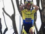 Alberto Contador celebra su victoria en la quinta etapa de la Tirreno-Adri&aacute;tico 2014, con final el Guardiagrece.