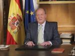 Imagen del rey Juan Carlos en su discurso para explicar su abdicaci&oacute;n.