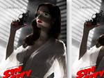 Las dos versiones (a la izquierda la censurada) del cartel de Eva Green en 'Sin City'.