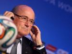El presidente de la FIFA Joseph Blatter, durante una conferencia de prensa en Brasil previa al sorteo del Mundial.