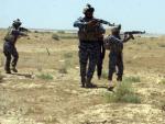 Varios soldados iraqu&iacute;es vigilan en una zona de la frontera entre Kerbala y la capital de la provincia de Al Anbar, a 110 kil&oacute;metros al oeste de Bagdad.