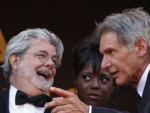 George Lucas junto a Steven Spielberg y Harrison Ford.