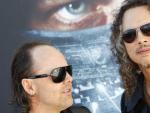 Lars Ulrich (izquierda) y Kirk Hammett (derecha), en su paso por Madrid para presentar la pel&iacute;cula Metallica Through The Never.