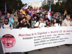 Cabecera de la manifestaci&oacute;n de este viernes en Oviedo convocada por 'Marchas por la Dignidad' para protestas durante la entrega de los premios Pr&iacute;ncipe de Asturias 2014