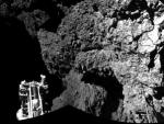 Fotograf&iacute;a facitada por la Agencia Espacial Europea (ESA), tomada por la c&aacute;mara CIVA del modulo Philae, que muestra una vista parcial del aterrizaje en la superficie del cometa 67/P Churyumov-Gerasimenko. El m&oacute;dulo Philae sigue activo sobre la superficie del cometa 67/P Churyumov-Gerasimenko, despu&eacute;s de un aterrizaje muy complejo y de haber mandado los primeros datos, entre ellos im&aacute;genes.