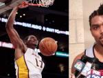 Dos im&aacute;genes que resumen las dos caras de Andrew Bynum: machacando con los Lakers y respondiendo a los medios con un peculiar peinado en su etapa en Philadelphia.