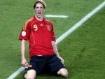 Fernando Torres celebra el gol ante Alemania en la Eurocopa de 2008.
