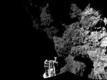 El cometa 67P/Churyumov-Gerasimenko fotografiado desde el m&oacute;dulo &lsquo;Phila&rsquo; de la sonda &lsquo;Rosetta&rsquo;. Imagen de ESA / Rosetta / Philae / CIVA.