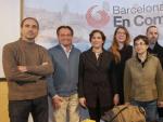 Los l&iacute;deres de las entidades y partidos que concurrir&aacute;n a las elecciones municipales con el nombre 'Barcelona en com&uacute;': Toni Ribas (Guanyem), Josep Bel (Proc&eacute;s Constituent), Ada Colau (Guanyem), Janet S&aacute;nchez (ICV), Isabel Ribas (EUiA), Eloy Badia (Equo) y Marc Bartomeu (Podemos).