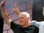 David Gilmour y Roger Waters, en la &uacute;ltima reuni&oacute;n de los miembros de Pink Floyd en Hyde Park, durante el concierto Live en Julio de 2005.