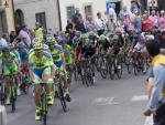 El pelot&oacute;n principal rueda comandado por los hombres del Tinkoff-Saxo durante la quinta etapa del Giro de Italia, 152 kil&oacute;metros entre La Spezia y Abetone.