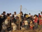 Refugiados sirios en la frontera de Turqu&iacute;a.