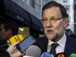El presidente del Gobierno, Mariano Rajoy, atiende a la prensa desde Nueva York.
