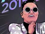El rapero Psy, caricaturizado en la imagen utilizada para anunciar su nuevo disco.