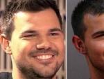 El actor estadounidense Taylor Lautner en una foto del pasado mes de febrero y en otra, en agosto.