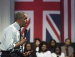 El presidente de Estados Unidos, Barack Obama, en un evento de preguntas y respuestas celebrado con una audiencia formada por j&oacute;venes en la capital brit&aacute;nica.
