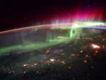 Imagen de una aurora boreal desde la Estaci&oacute;n Espacial Internacional.