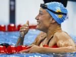 Mireia Belmonte, emocionada tras su oro en los 200 metros mariposa en los Juegos de R&iacute;o.