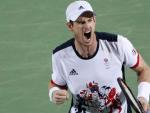 Andy Murray celebra un punto en la final de los Juegos de Londres.