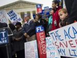 Manifestaci&oacute;n en favor de la reforma sanitaria impulsada por Barack Obama, el 'Obamacare', frente al Tribunal Supremo de Estados Unidos.