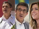 Pedro S&aacute;nchez, Patxi L&oacute;pez y Susana D&iacute;az, candidatos a las primarias del PSOE.