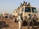 Soldados iraqu&iacute;es en un entrenamiento con militares espa&ntilde;oles y estadounidenses en la base de Besmayah.