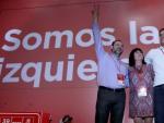 De izquierda a derecha, Jos&eacute; Luis &Aacute;balos, Cristina Narbona, Pedro S&aacute;nchez y Adriana Lastra saludan a los delegados al comienzo del Congreso Federal del PSOE.