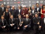 Los galardonados con los Premios Platino del Cine Iberoamericano posan tras la gala celebrada en la Caja M&aacute;gica, en Madrid.
