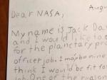 Carta de un ni&ntilde;o a la NASA para acceder al puesto de &quot;protector planetario&quot;.