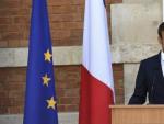 El presidente franc&eacute;s, Emmanuel Macron, en una rueda de prensa durante un viaje a Bulgaria.