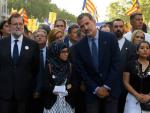 Rajoy, el rey y Puigdemont, en la manifestaci&oacute;n de este 26 de agosto en Barcelona.