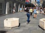 Maceteros en zonas peatonales del centro de Madrid
