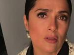 La actriz Salma Hayek, durante su petici&oacute;n de fondos.