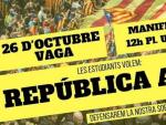 Cartel del Sindicato de Estudiantes de Catalu&ntilde;a convocando una huelga para el 26 de octubre.
