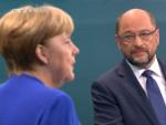 Merkel y Schulz en un debate televisivo