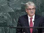 El ministro espa&ntilde;ol de Asuntos Exteriores, Alfonso Dastis (c), habla durante el debate de alto nivel de la 72 Asamblea General de Naciones Unidas.