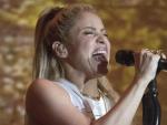 La cantante colombiana Shakira, durante la presentaci&oacute;n de su disco 'El Dorado', en una fiesta privada celebrada en el Convent dels Angels, en Barcelona.