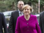 La canciller alemana, Angela Merkel, en la primera jornada oficial de reuniones con el Partido Socialdem&oacute;crata (SPD) para negociar una nueva gran coalici&oacute;n.
