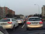 Atasco de coches en la M30 de Madrid
